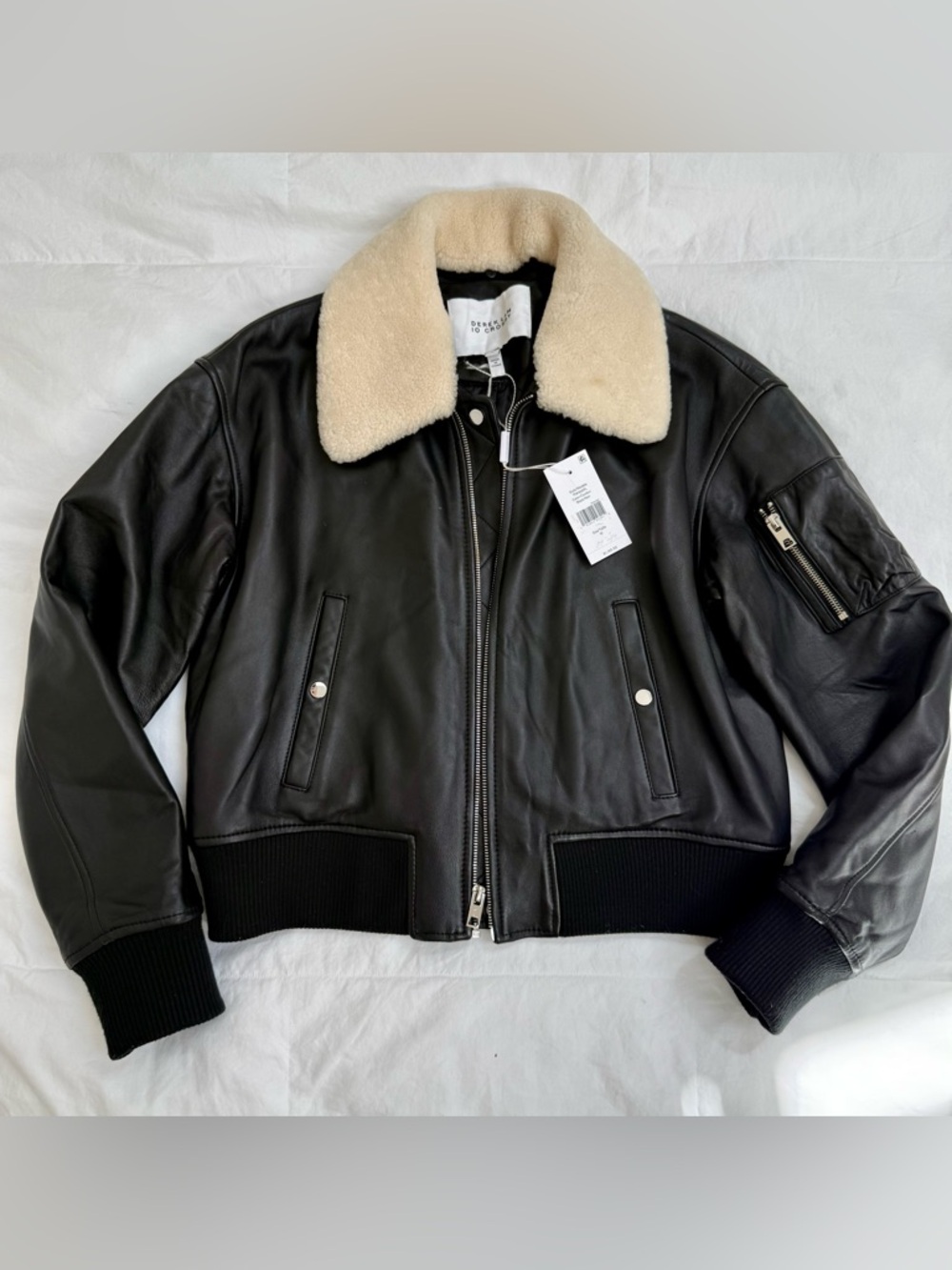 Derek Lam 10 Crosby Leather Bomber Jacket